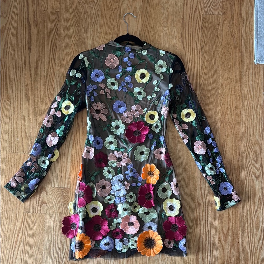 Floral Embroidered Mesh Dress
